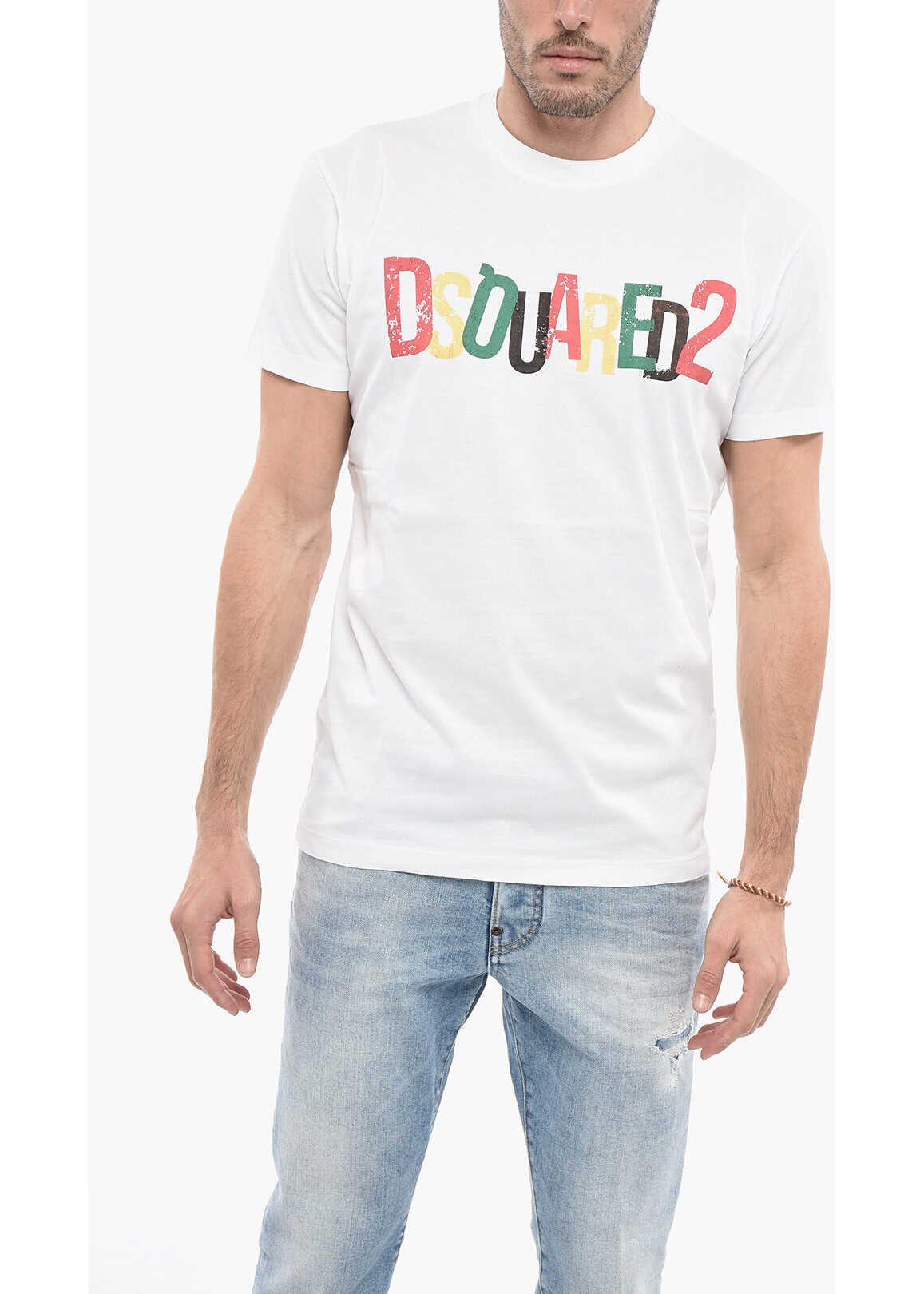 DSQUARED2 Crew Neck Cool Fit T-Shirt With Printed Logo White