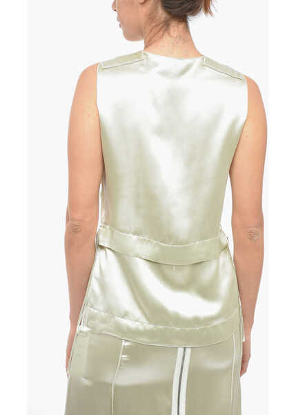 Bluze Bottega Veneta Satin Gathered Top With Self Tie Detail Green Femei (BM 13412351) 2