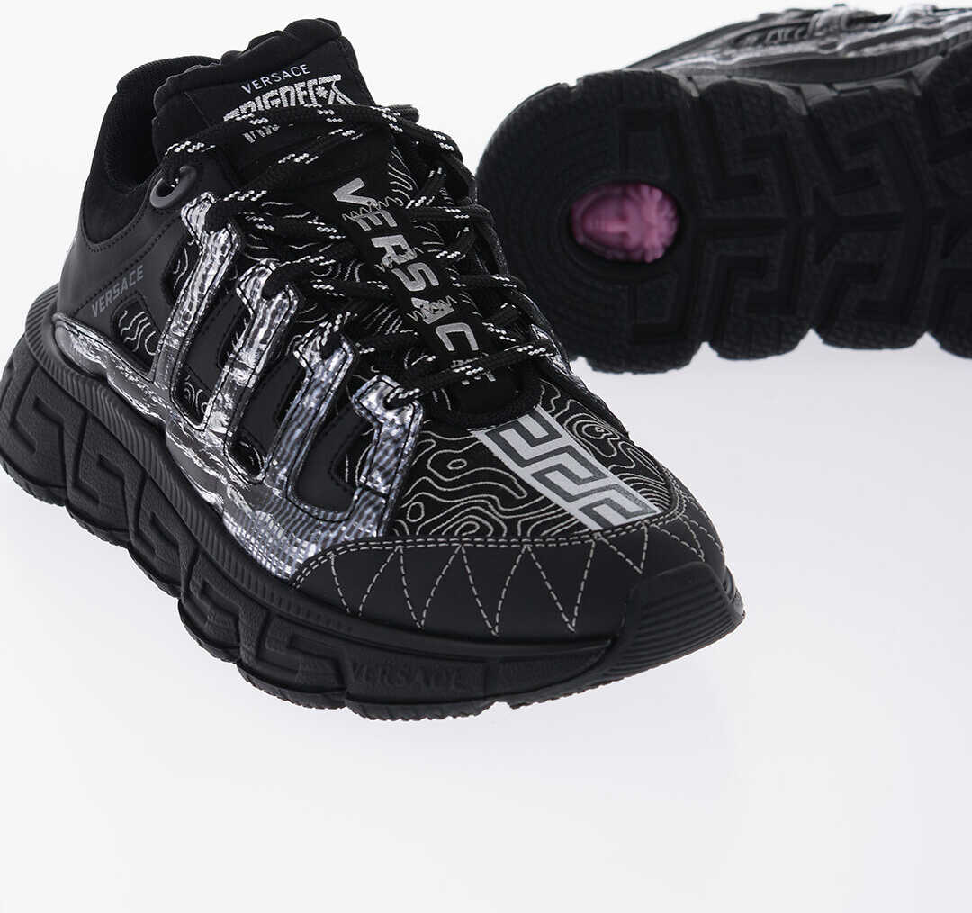 Versace Low-Top Trigreca Sneakers With Contrasting Print Black