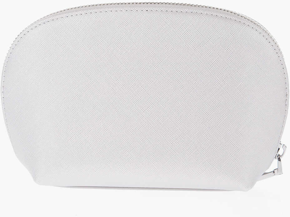 Accesorii de voiaj Moschino Love Silver-Tone Effect Saffiano Faux Leather Clutch Silver Femei (BM 13412366) 2