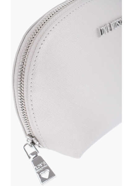 Accesorii de voiaj Moschino Love Silver-Tone Effect Saffiano Faux Leather Clutch Silver Femei (BM 13412366) 3