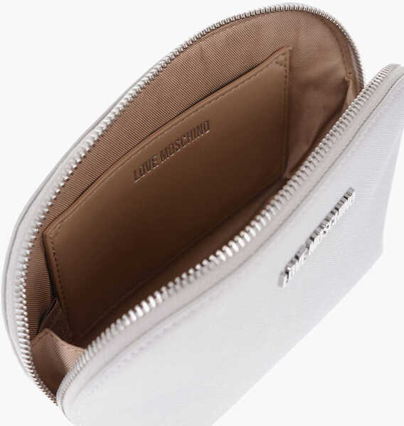 Accesorii de voiaj Moschino Love Silver-Tone Effect Saffiano Faux Leather Clutch Silver Femei (BM 13412366) 4