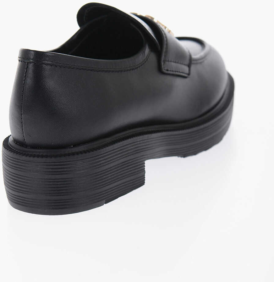 Mocasini Moschino Love Leather Loafers With Golden Logo Black Femei (BM 13412369) 2