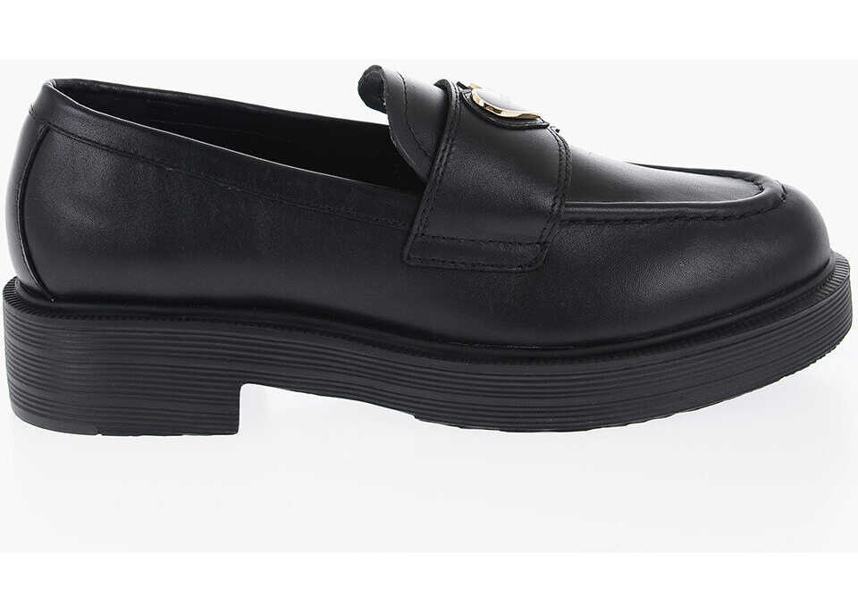 Mocasini Moschino Love Leather Loafers With Heart-Shaped Detail Black Femei (BM 13412372) 3