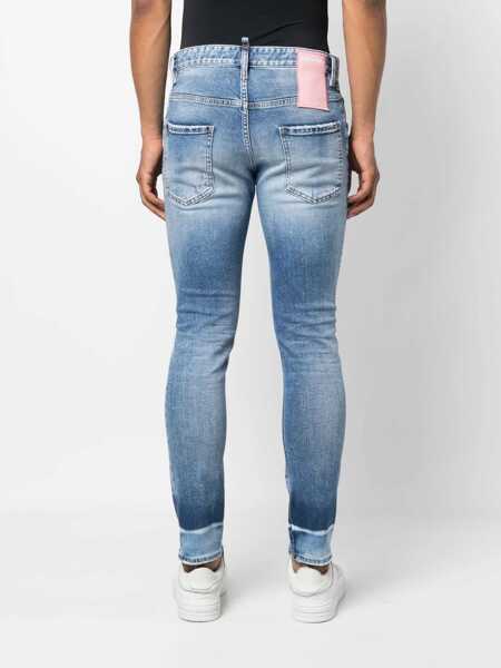 Blugi drepti DSQUARED2 5 Pocket Distressed Skater Fit Denims 16Cm Light Blue Barbati (BM 13412594) 4