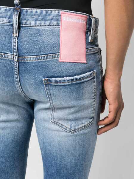 Blugi drepti DSQUARED2 5 Pocket Distressed Skater Fit Denims 16Cm Light Blue Barbati (BM 13412594) 5