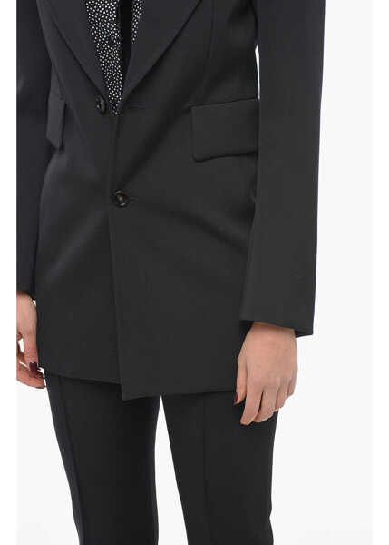 Sacouri Bottega Veneta Stretch Wool Blazer With Curved Sleeves Black Femei (BM 13412618) 3