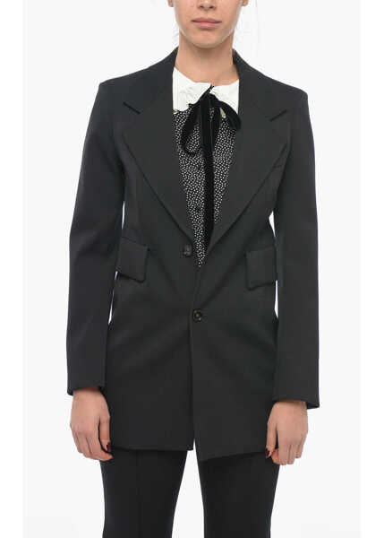 Sacouri Bottega Veneta Stretch Wool Blazer With Curved Sleeves Black Femei (BM 13412618) 1