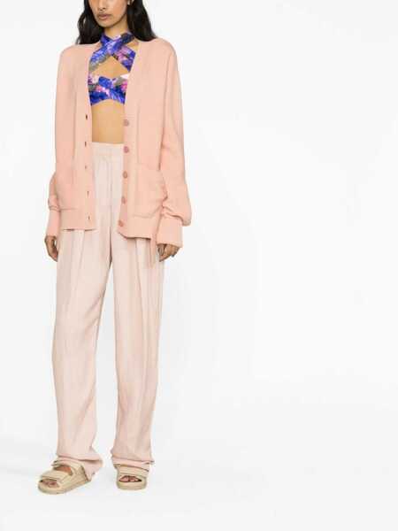 Pantaloni casual Stella McCartney Double-Pleated Flax Blend Baggy Pants Pink Femei (BM 13412669) 2