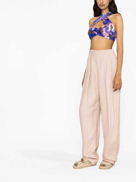 Pantaloni casual Stella McCartney Double-Pleated Flax Blend Baggy Pants Pink Femei (BM 13412669) 3