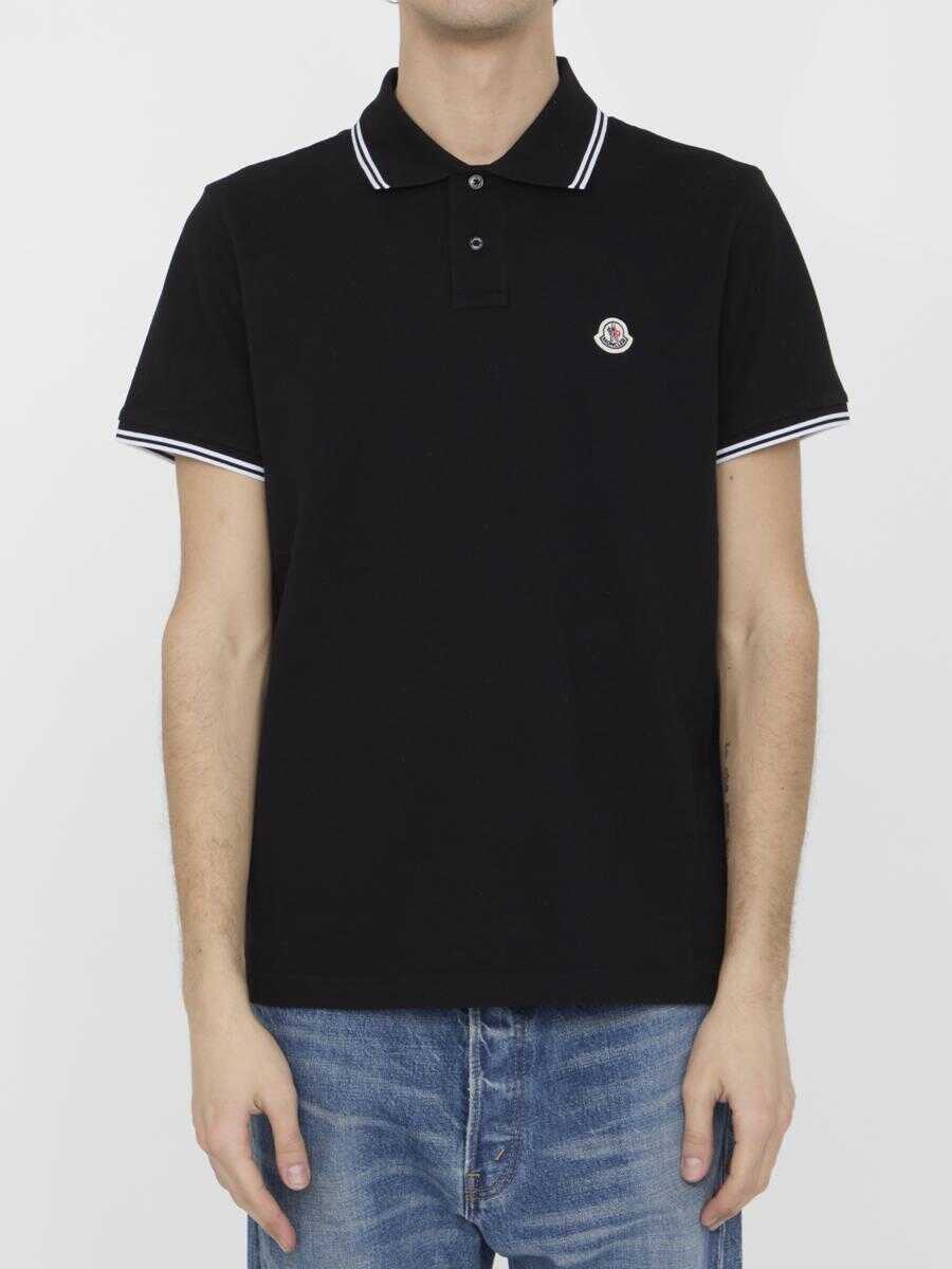 Moncler Piquet cotton polo shirt BLACK