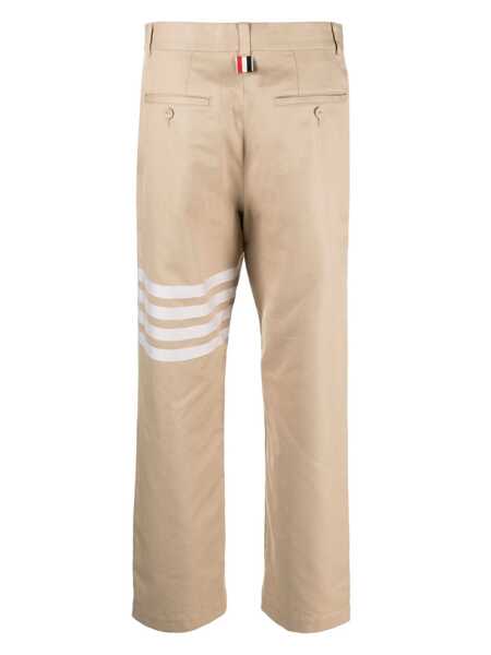 Pantaloni Thom Browne Thom Browne Cotton Trousers With 4-Bar Pattern Beige Barbati (BM 13421939) 2
