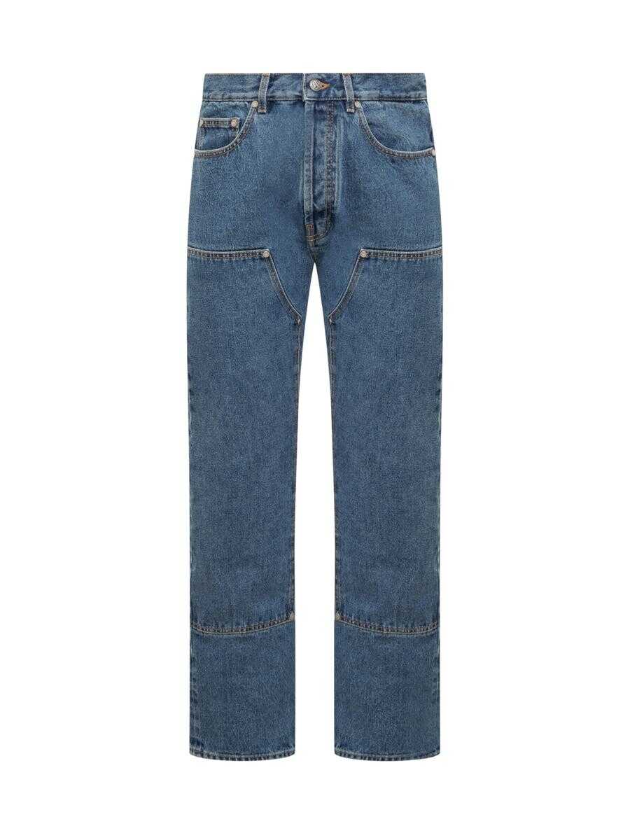 Palm Angels PALM ANGELS LW MONOGR DENIM PANT BLUE