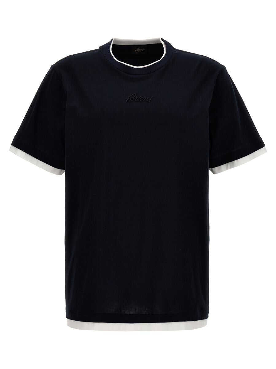 BRIONI BRIONI Logo embroidery t-shirt BLUE