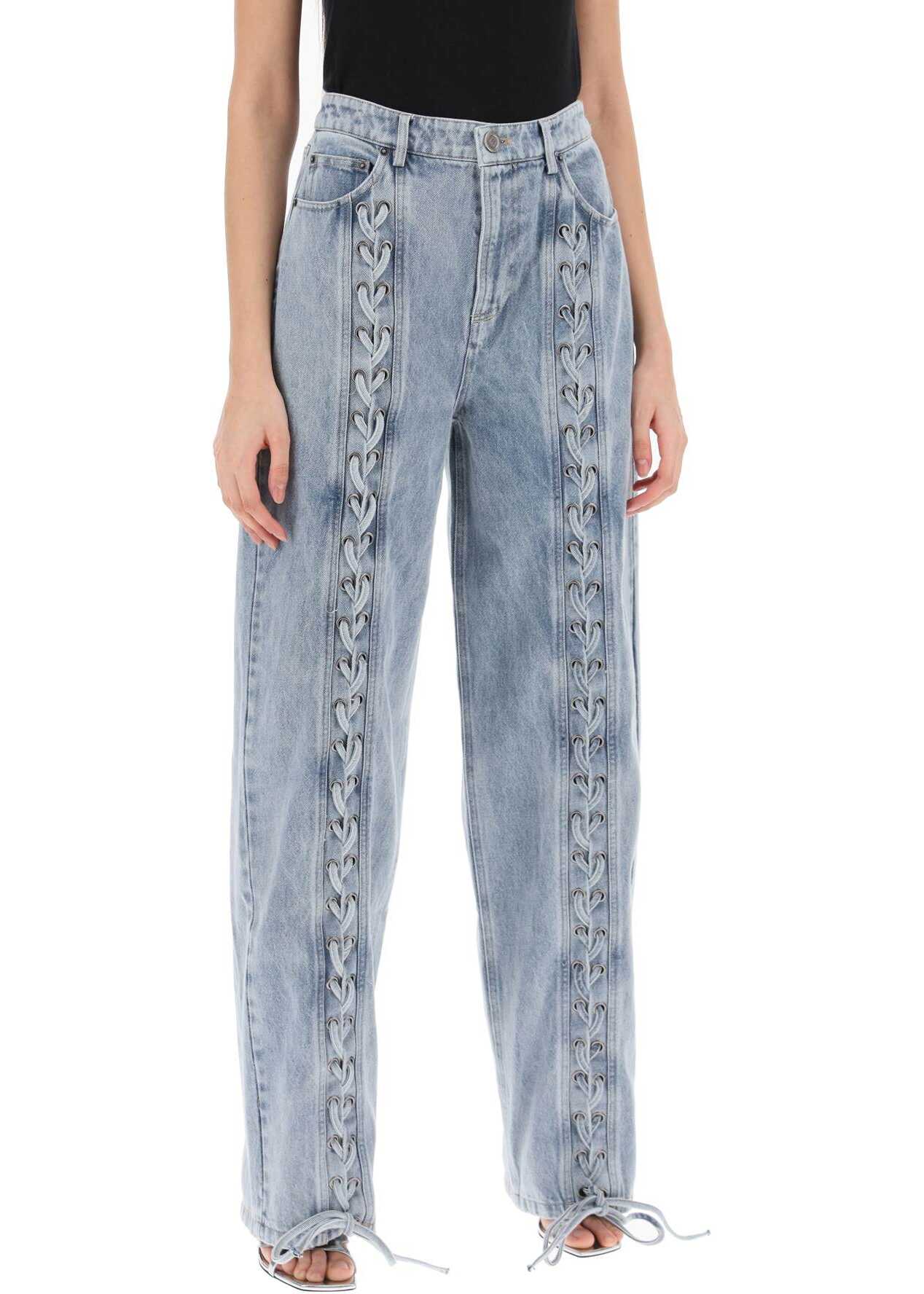 ROTATE Birger Christensen Jeans Con Dettagli Stringati LIGHT BLUE DENIM