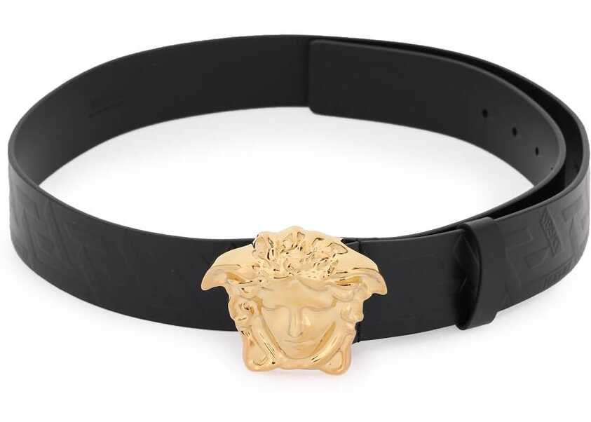Versace Cintura La Medusa Greca BLACK VERSACE GOLD