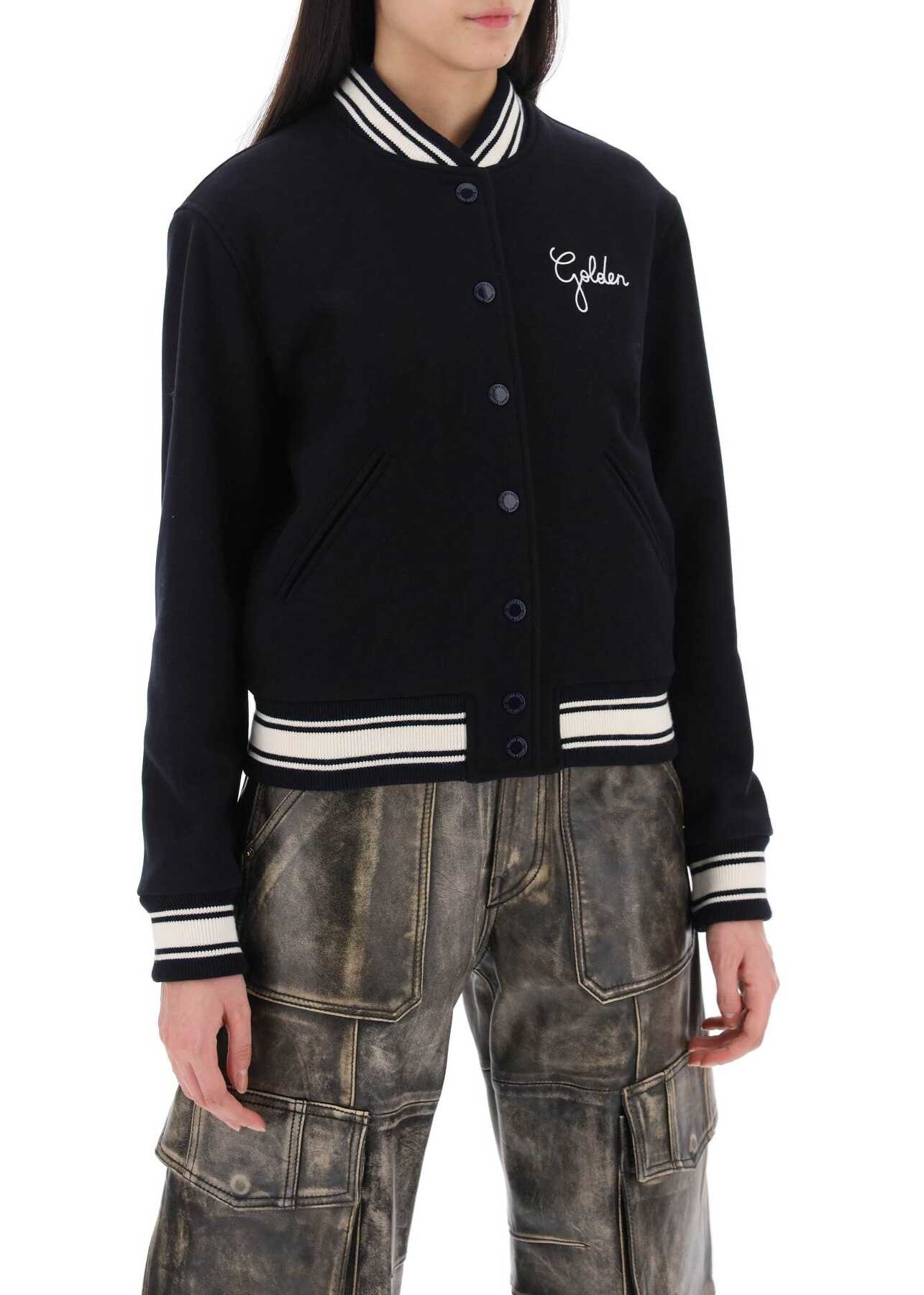 Golden Goose \'Dirce\' Wool Blend Bomber Jacket DARK BLUE