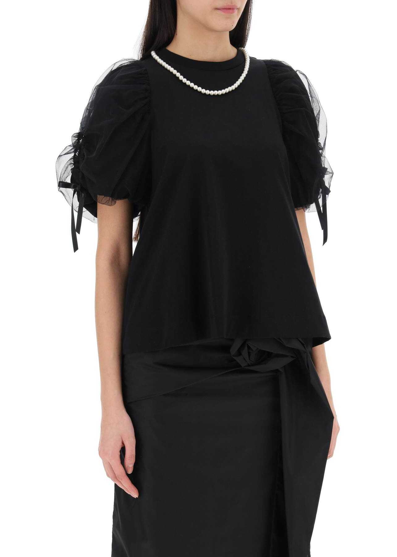 SIMONE ROCHA Puff Sleeves T-Shirt BLACK PEARL