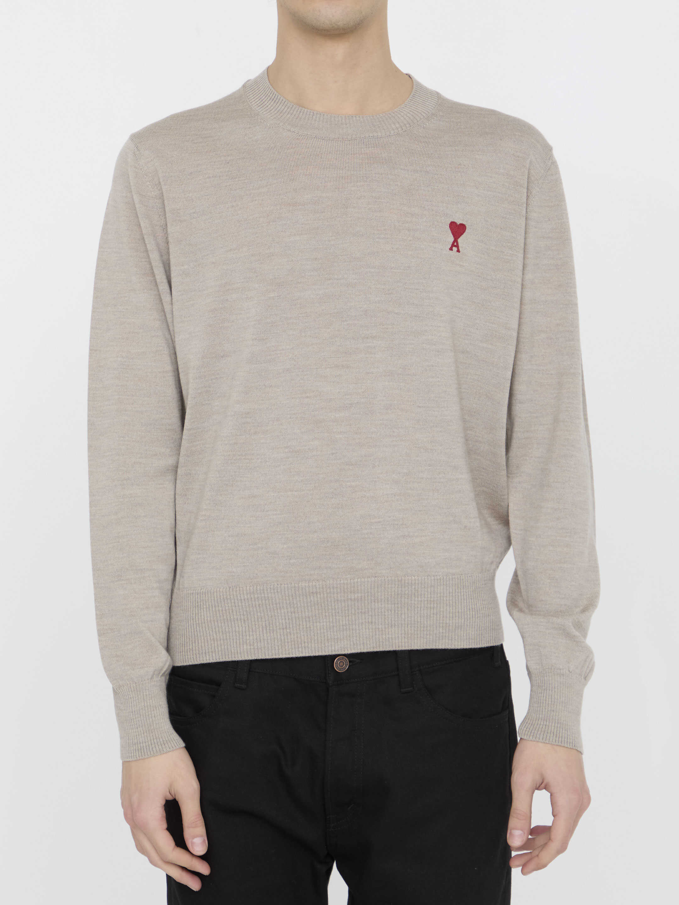 AMI Paris Ami De Coeur Jumper BEIGE