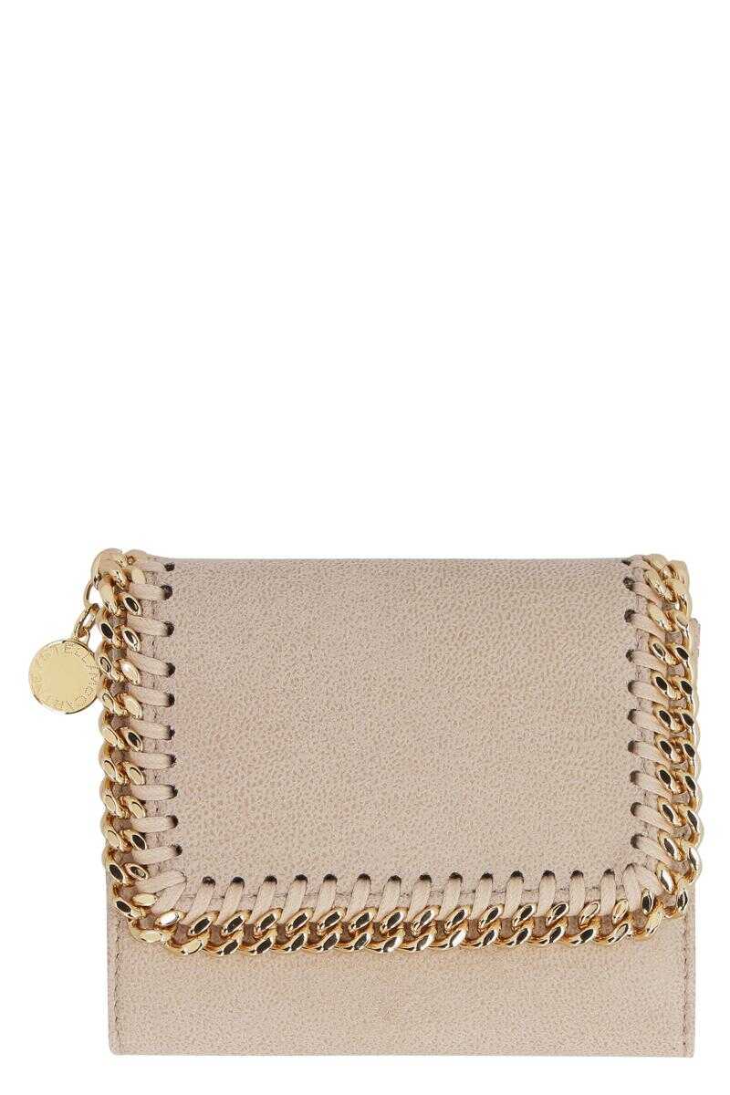 Stella McCartney STELLA MCCARTNEY FALABELLA SMALL FLAP WALLET BEIGE