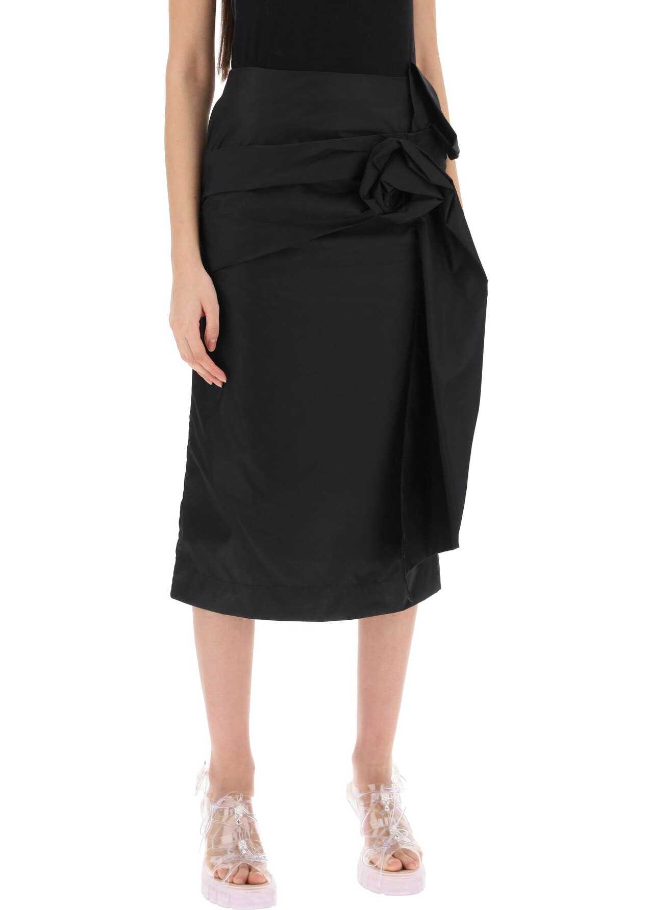 SIMONE ROCHA Pencil Skirt With Floral Applique BLACK