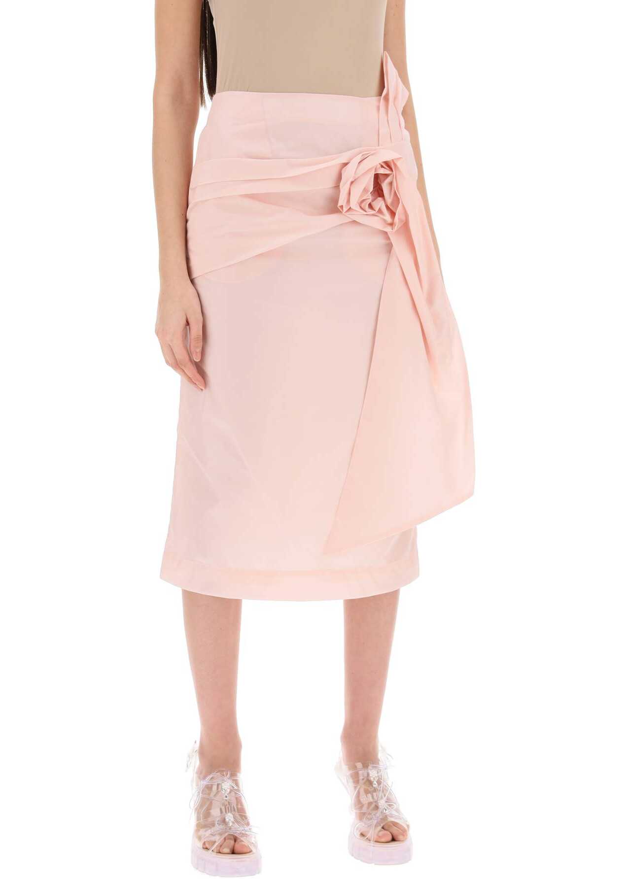SIMONE ROCHA Pencil Skirt With Floral Applique ROSE