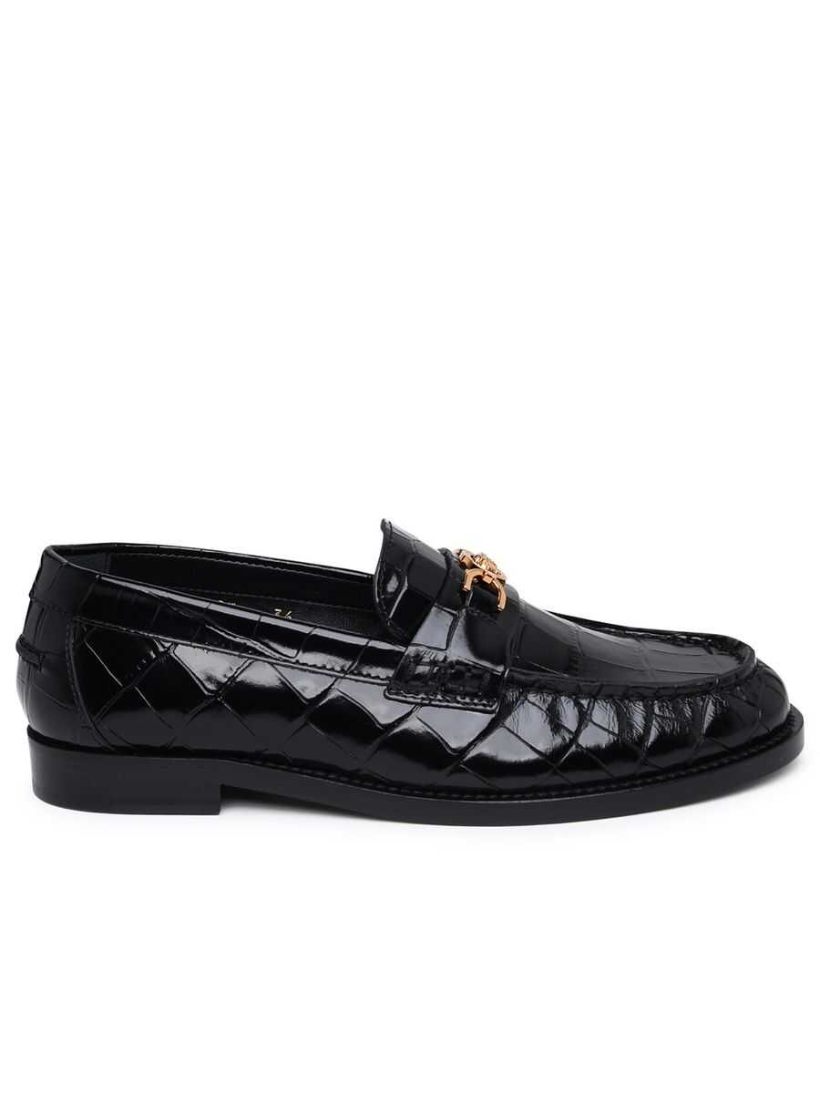 Versace VERSACE BLACK LEATHER LOAFERS BLACK