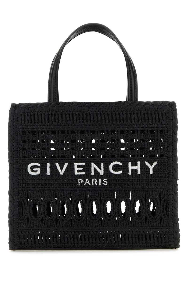 Givenchy GIVENCHY Braided Raffia Mini G-Tote Bag BLACK