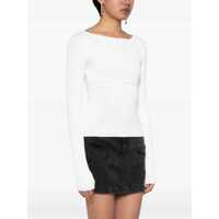 Imbracaminte LOW CLASSIC Dama - Topuri LOW CLASSIC White Ribbed Top With Boat Neckline And Buttons In Rayon Blend Woman WHITE Femei (BM 13447832) - B-mall.ro