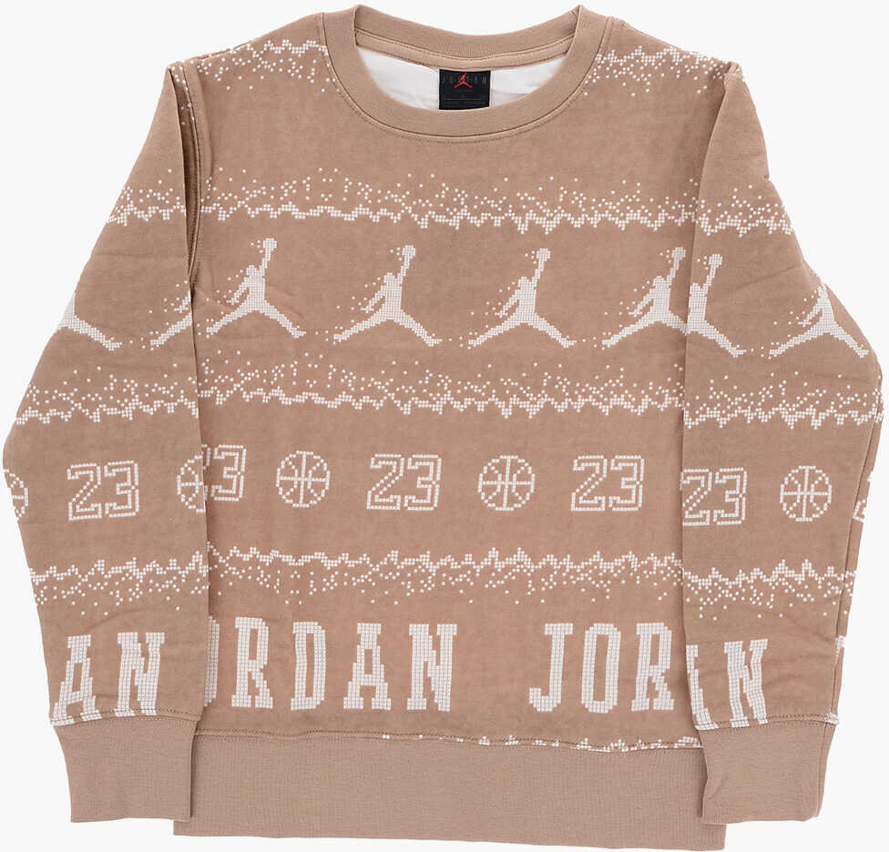 Nike Air Jordan Printed Holiday Crew-Neck Sweatshirt Brown