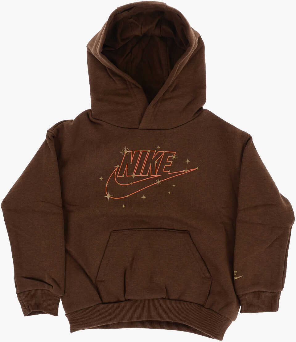 Nike Solid Color Hoodie With Patch Pocket Brown