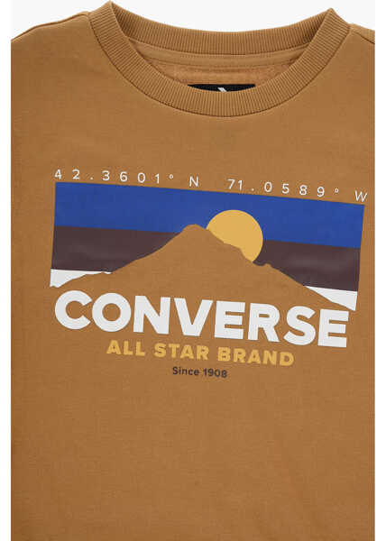 Bluze de trening Converse Lightweight Geared Up Blocked Fit Crew-Neck Sweatshirt Brown Baieti (BM 13451630) 2