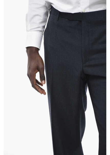 Pantaloni eleganti CORNELIANI Cc Collection Wool Right Pants With Belt Loops Blue Barbati (BM 13451834) 2