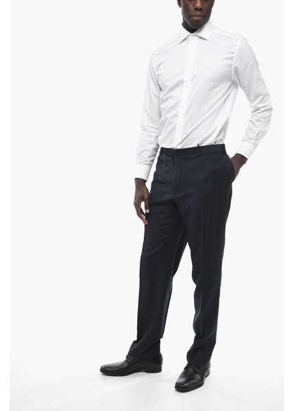 Pantaloni eleganti CORNELIANI Cc Collection Wool Right Pants With Belt Loops Blue Barbati (BM 13451834) 3