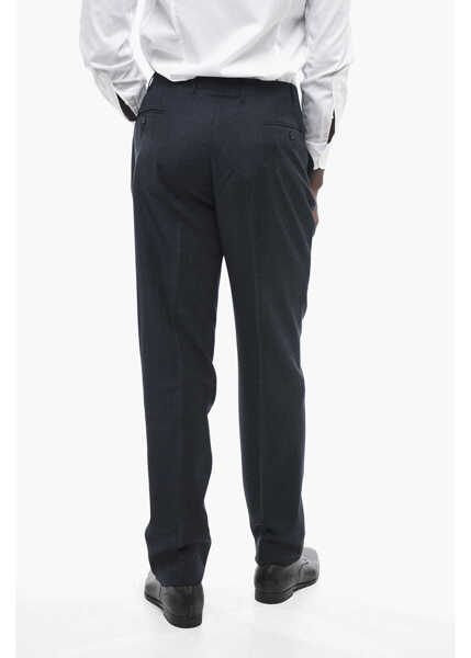 Pantaloni eleganti CORNELIANI Cc Collection Wool Right Pants With Belt Loops Blue Barbati (BM 13451834) 4