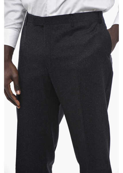 Pantaloni eleganti CORNELIANI Cc Collection Fil A Fil Wool Pants With Belt Loops Blue Barbati (BM 13451933) 2