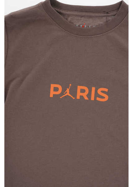 Tricouri Nike Air Jordan Solid Color Wordmark Crew-Neck T-Shirt With Print Brown Baieti (BM 13451999) 2