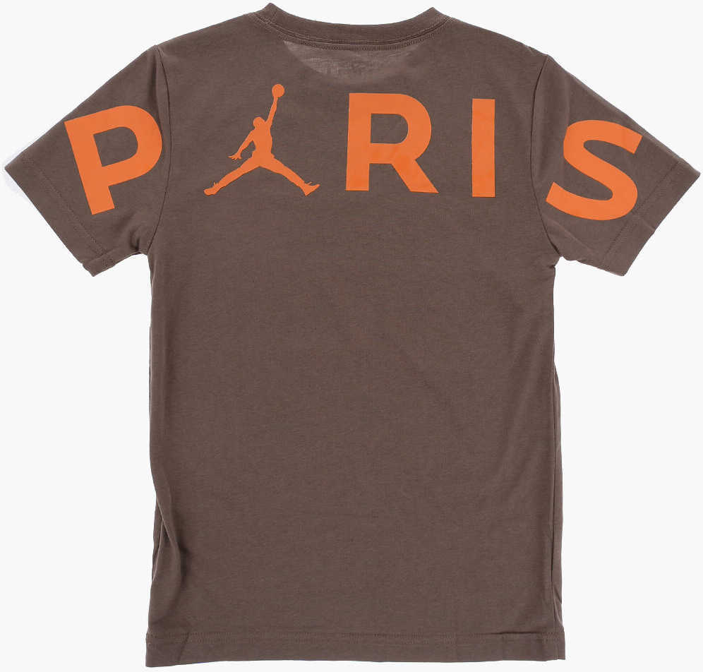 Tricouri Nike Air Jordan Solid Color Wordmark Crew-Neck T-Shirt With Print Brown Baieti (BM 13451999) 3