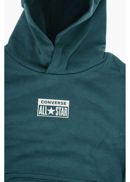 Bluze de trening Converse All-Star Fleeced-Cotton Blend Relaxed Hoodie With Maxi Patch Green Baieti (BM 13452095) 2