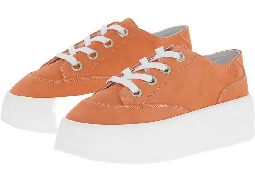 Sneakers Maison Margiela Mm6 Suede Low-Top Sneakers With Contrast Platform 5,5Cm Orange Femei (BM 13452119) 3