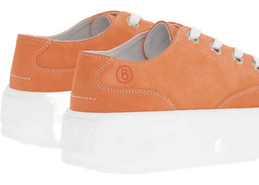 Sneakers Maison Margiela Mm6 Suede Low-Top Sneakers With Contrast Platform 5,5Cm Orange Femei (BM 13452119) 4