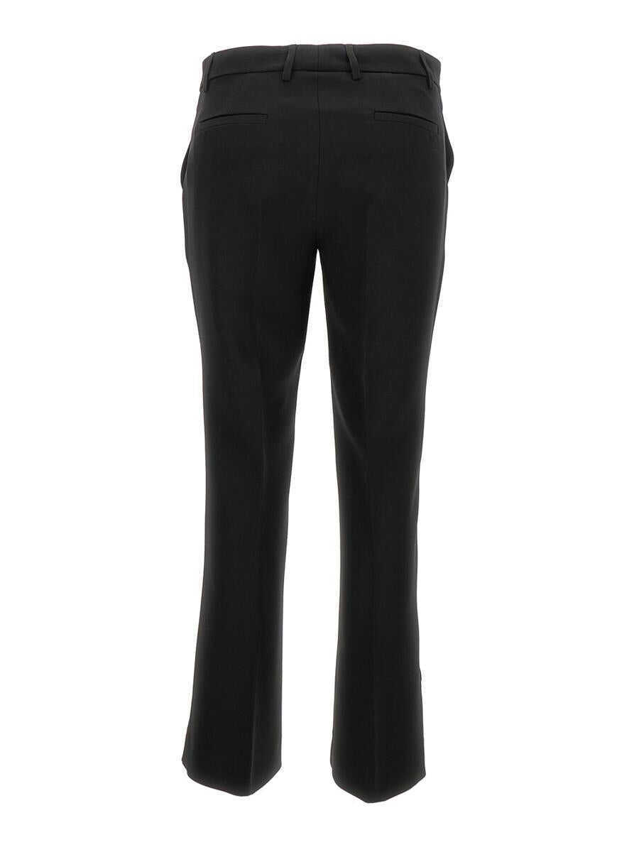 Pantaloni casual PLAIN Black Cady Low Waist Flared Pants In Stretch Fabric Woman Black Femei (BM 13454759) 2