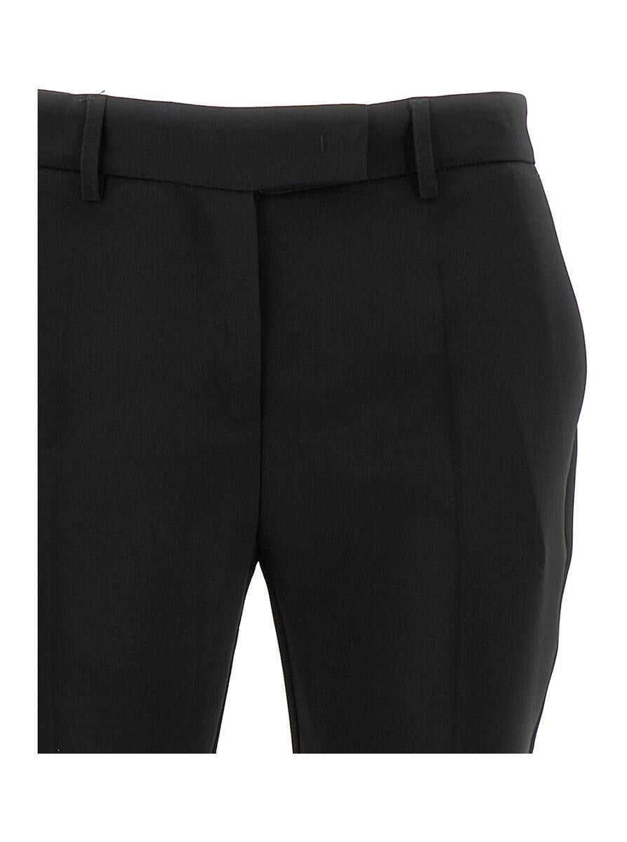 Pantaloni casual PLAIN Black Cady Low Waist Flared Pants In Stretch Fabric Woman Black Femei (BM 13454759) 3