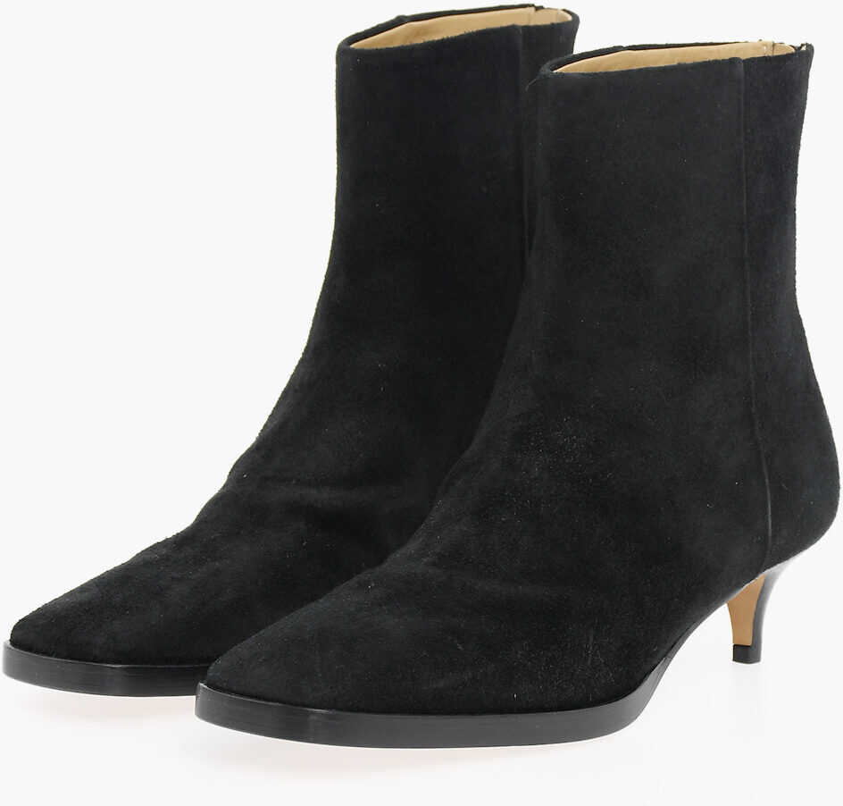 Maison Margiela Mm6 Suede Ankle Boot With Spool Heel 5Cm Black