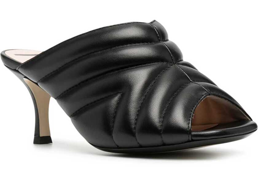 Sandale cu toc N21 Chevron Pattern Mules BLACK Femei (BM 13461887) 2