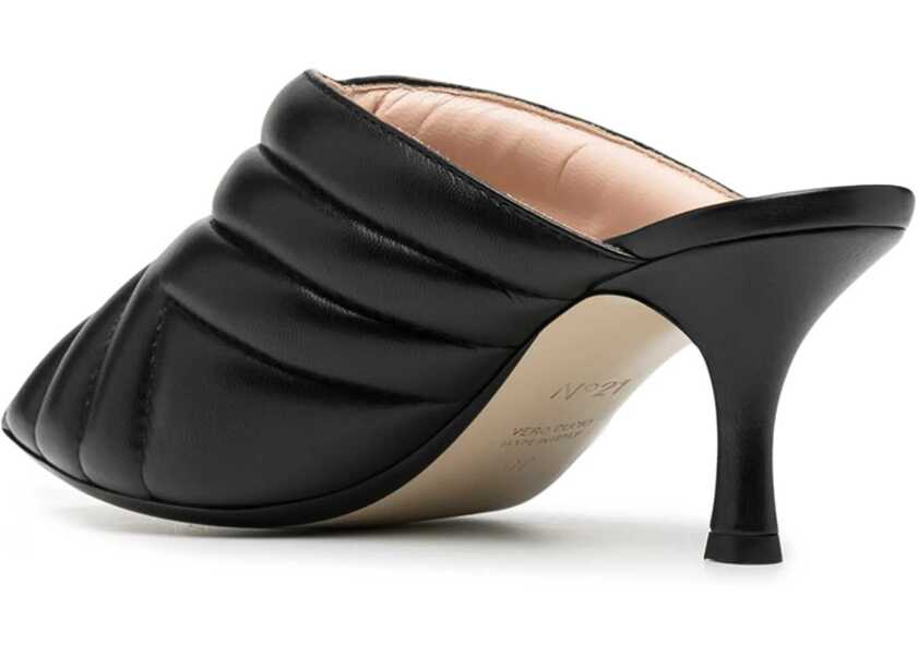 Sandale cu toc N21 Chevron Pattern Mules BLACK Femei (BM 13461887) 3