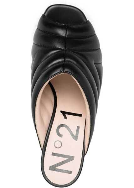 Sandale cu toc N21 Chevron Pattern Mules BLACK Femei (BM 13461887) 4