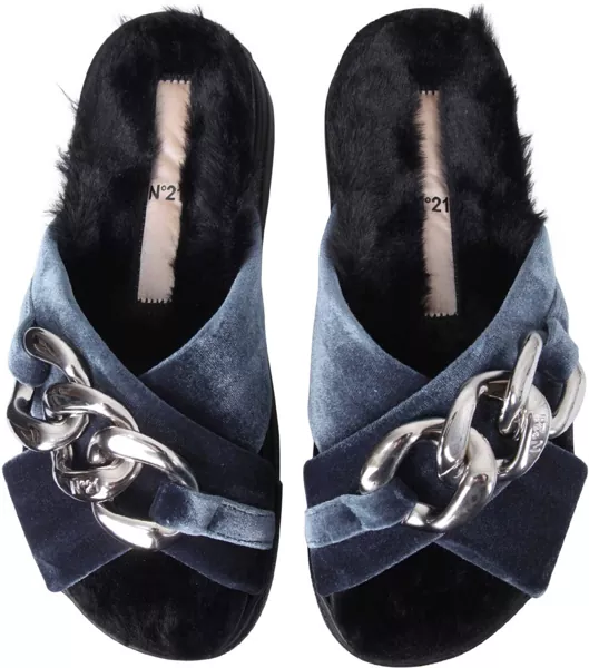 Papuci N21 Sandals With Oversized Chain GREEN Femei (BM 13461905) 2