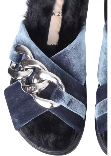 Papuci N21 Sandals With Oversized Chain GREEN Femei (BM 13461905) 3