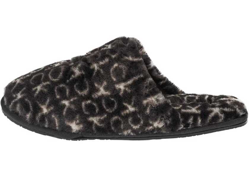 Papuci Calvin Klein Slipper Mule Fur Mono Black Femei (BM 13465004) 2